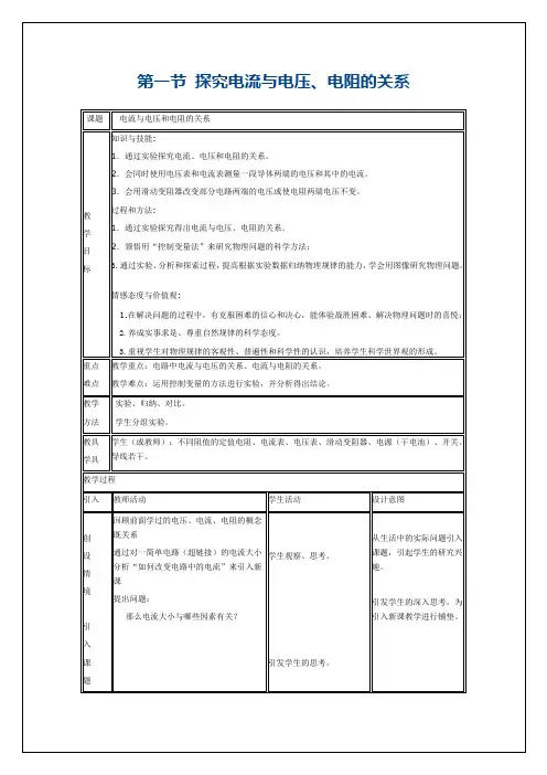 电流与电压和电阻的关系