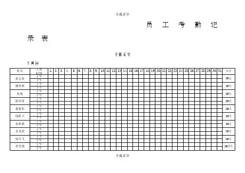员工考勤记录表