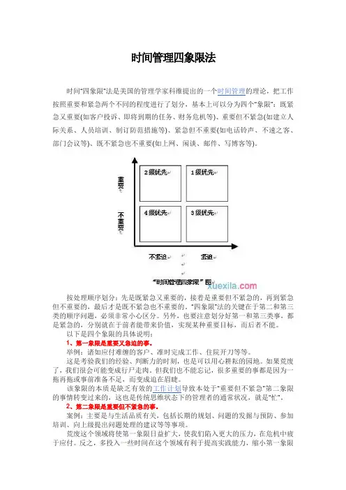 时间管理四象限法