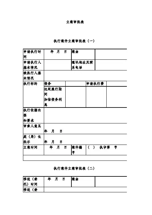 立案审批表