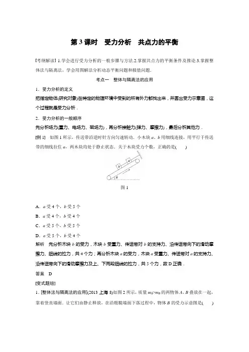 2016年高考物理复习--受力分析、共点力的平衡