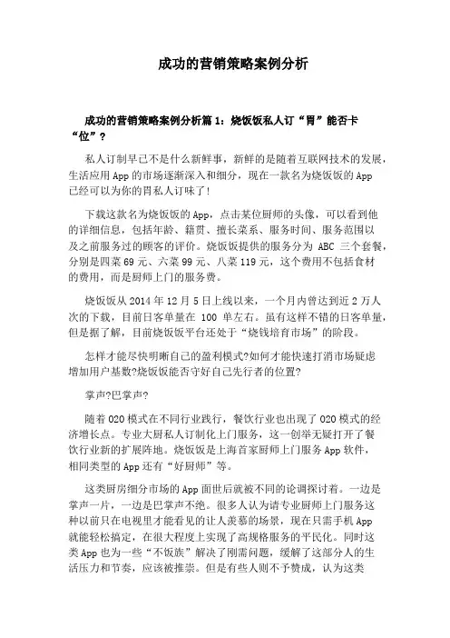 成功的营销策略案例分析
