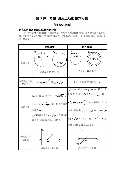 高一物理圆周运动的临界问题