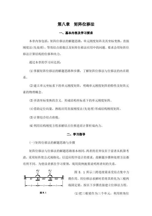 结构力学[第八章矩阵位移法]课程复习
