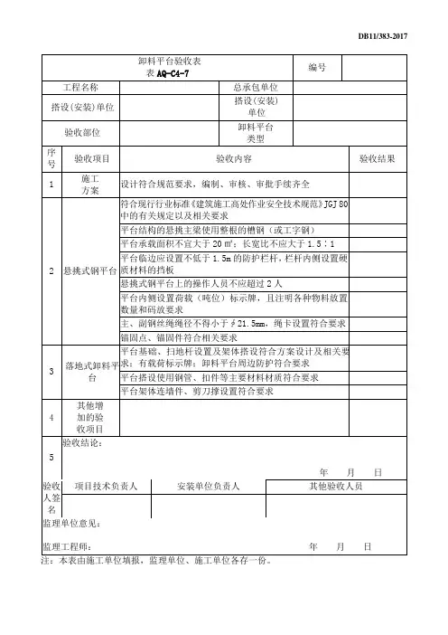 卸料平台验收表 2