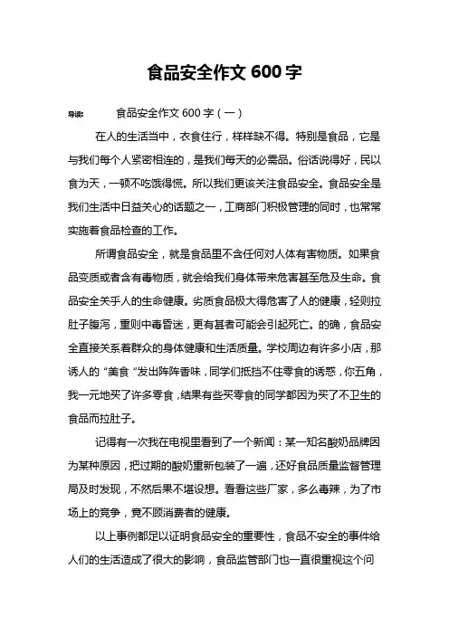 食品安全作文600字