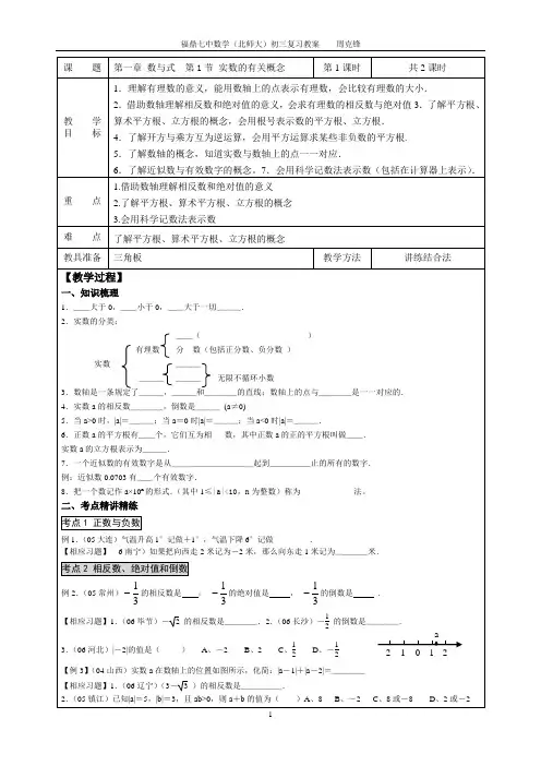 初三总复习教案_第一章《数与式》