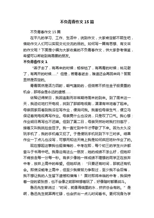 不负青春作文15篇