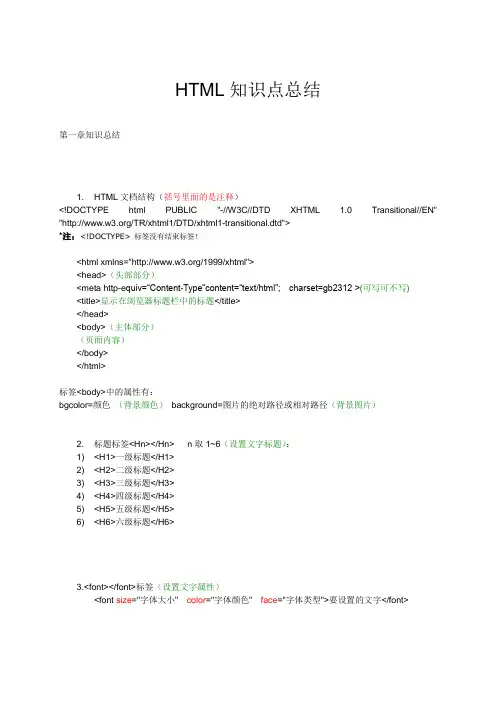 HTML基础知识点总结