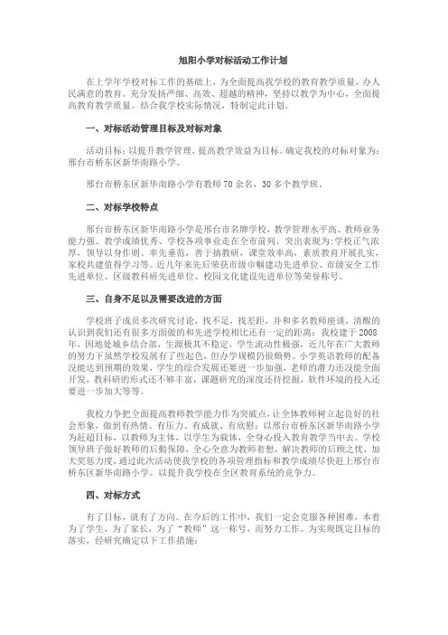 旭阳小学对标活动工作计划