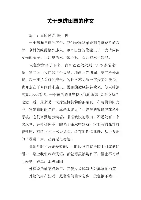 关于走进田园的作文