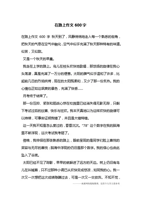 在路上作文600字_1