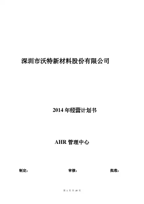年度人力资源经营计划书