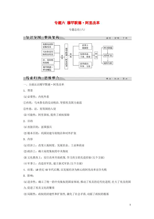 2018_2019高中历史穆罕默德阿里改革专题总结六学案人民版选修