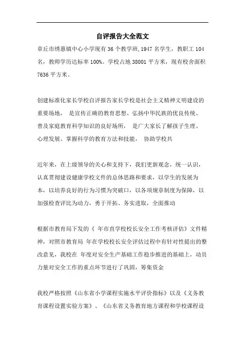 自评报告大全范文