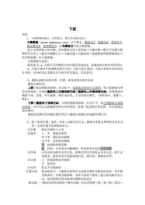 上海交通大学医学院 局部解剖学 上肢考纲及要点