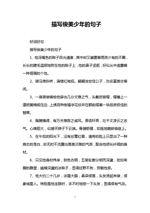 描写俊美少年的句子