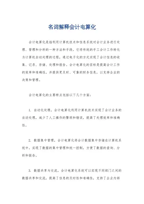 名词解释会计电算化