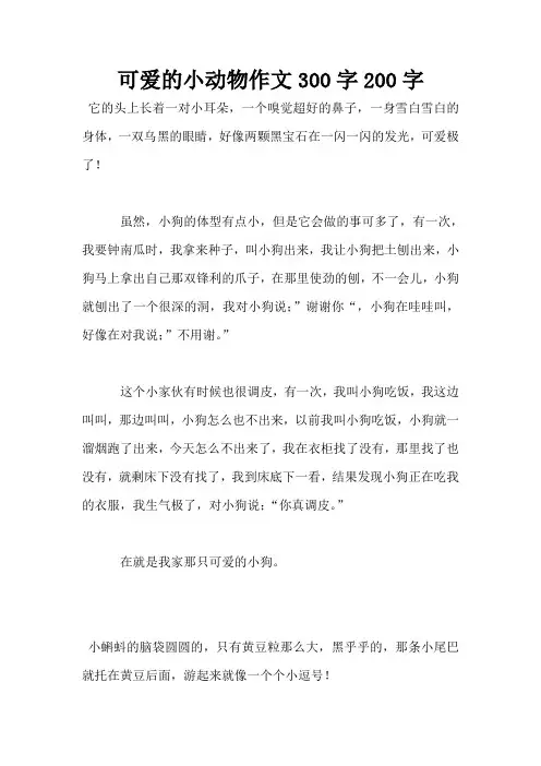 可爱的小动物作文300字200字