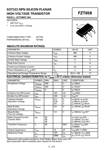 FZT658中文资料