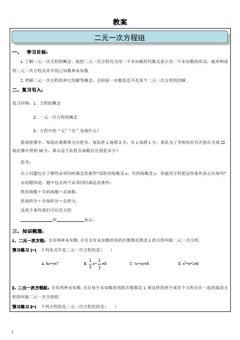 二元一次方程组