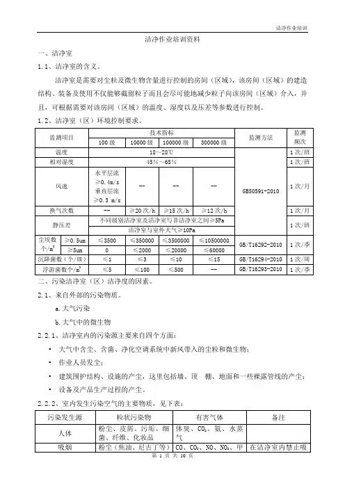 洁净作业培训资料
