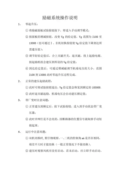 励磁系统操作说明