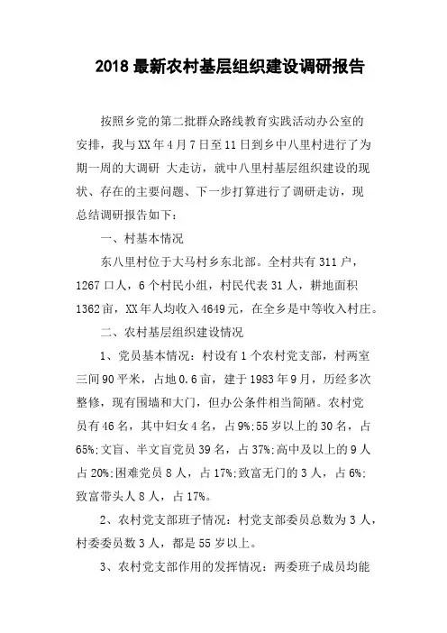 2018农村基层组织建设调研报告