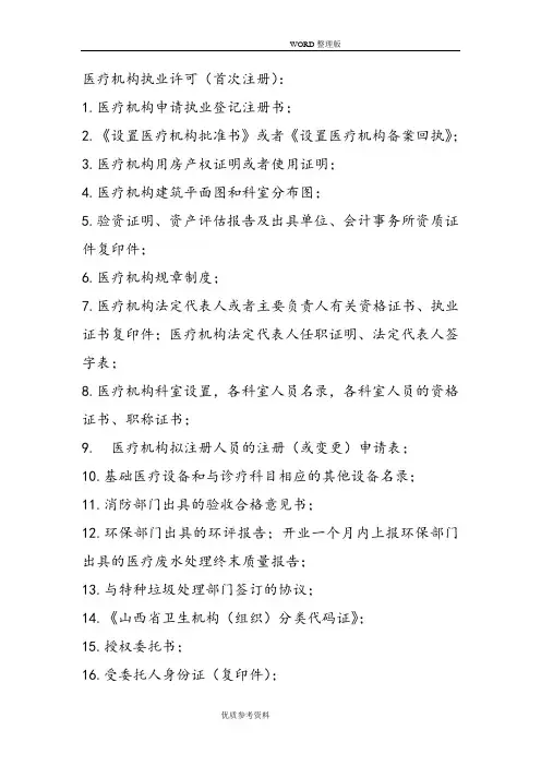 医疗机构执业许可需提交资料完整
