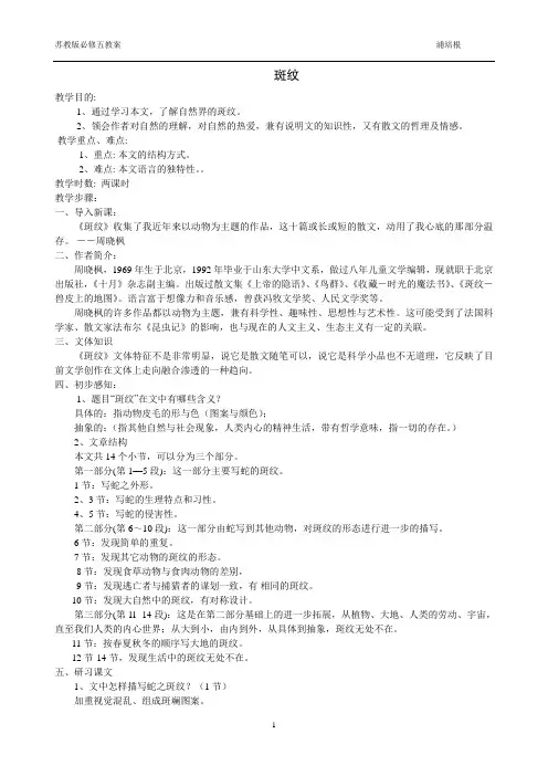 4《斑纹》教案(最新)