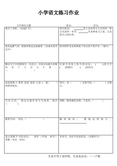 小学五年级语文基础训练II (100)