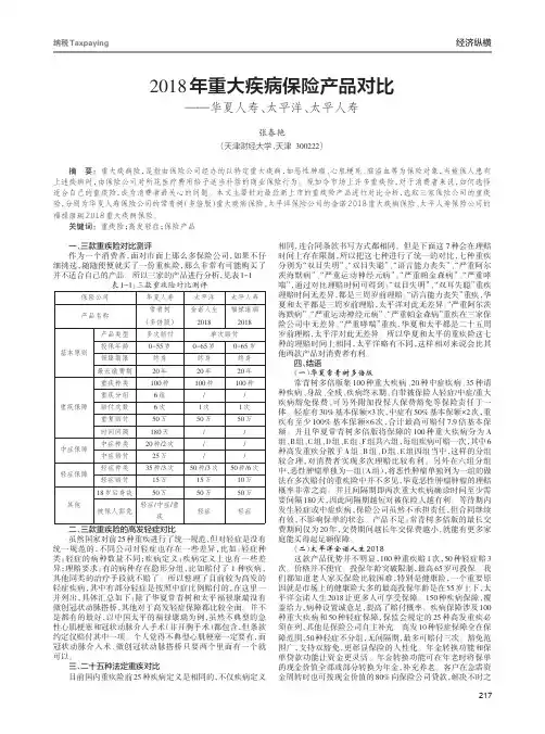 2018年重大疾病保险产品对比——华夏人寿、太平洋、太平人寿
