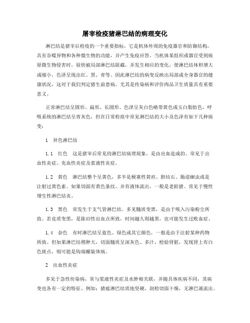 屠宰检疫猪淋巴结的病理变化