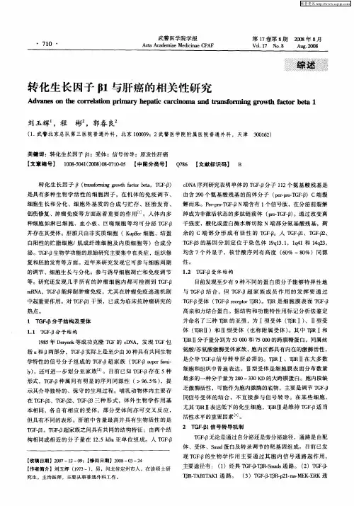 转化生长因子β1与肝癌的相关性研究