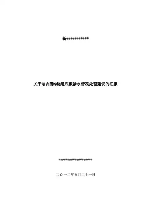 某隧道仰拱(底板)渗水成因及处理方案
