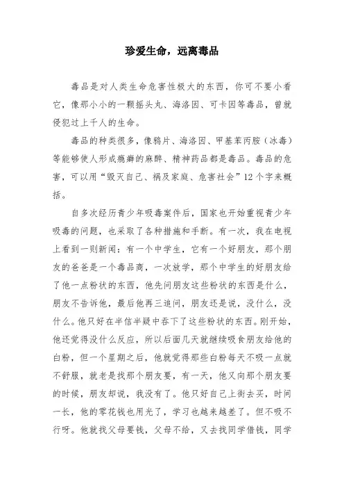 禁毒征文-珍爱生命 远离毒品