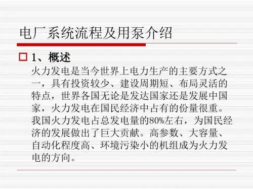 电厂系统流程及用泵介绍
