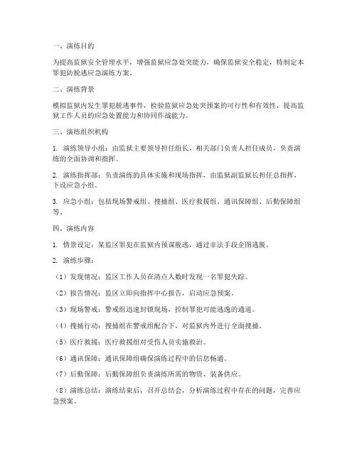 罪犯防脱逃应急演练方案