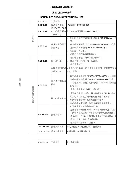 空客320旅客门滑梯施工程序