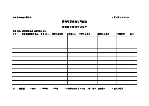 废弃物处理移交记录表