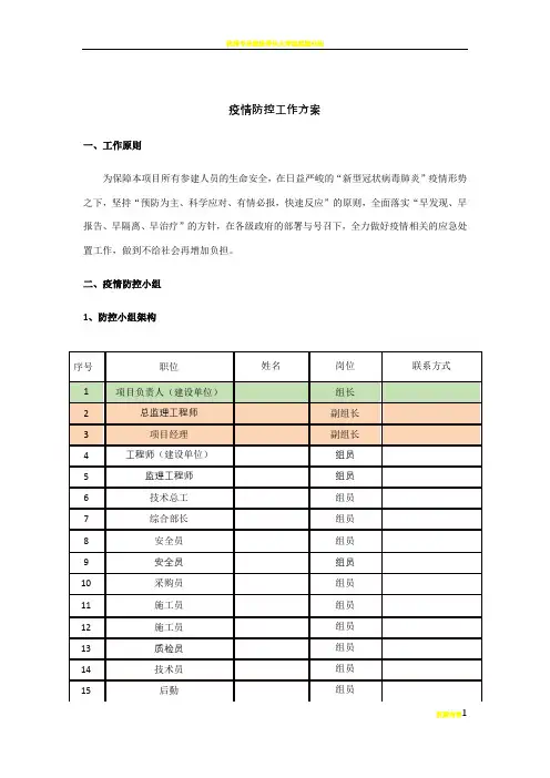 疫情防控工作方案