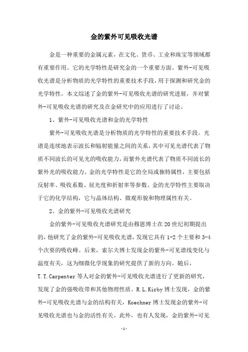 金的紫外可见吸收光谱
