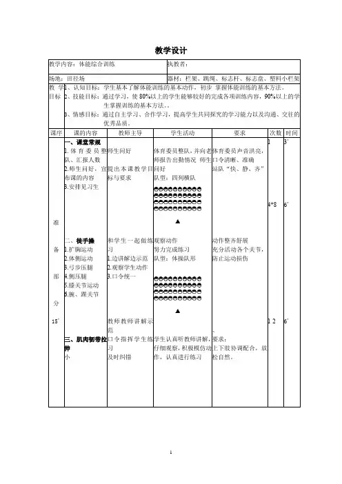 高中体育_体能综合训练课教学设计学情分析教材分析课后反思
