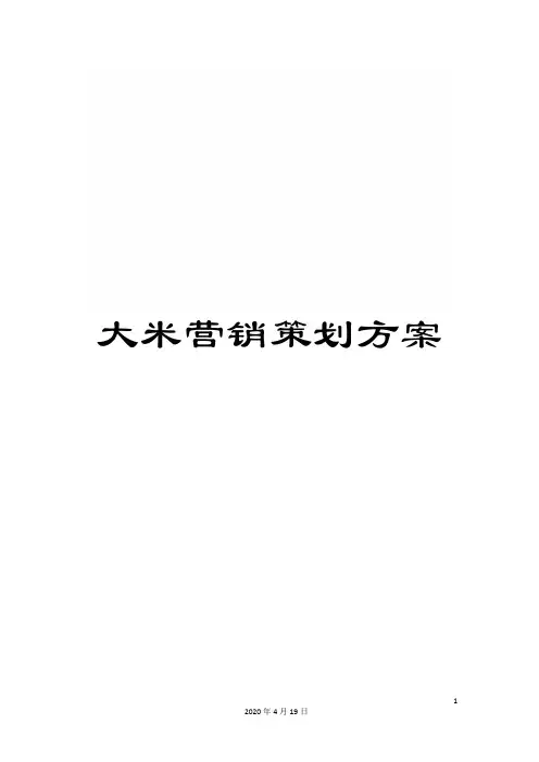 大米营销策划方案 2