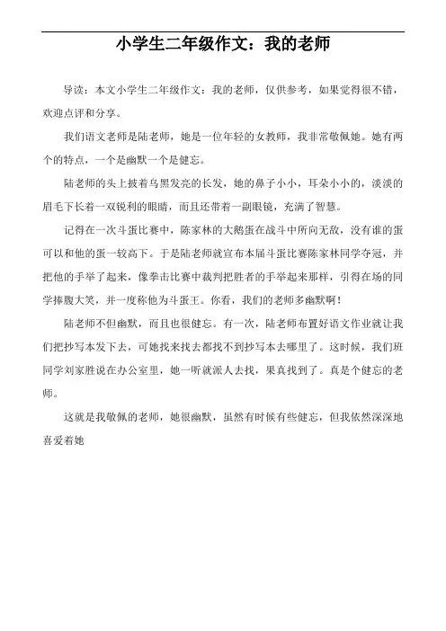 小学生二年级作文：我的老师