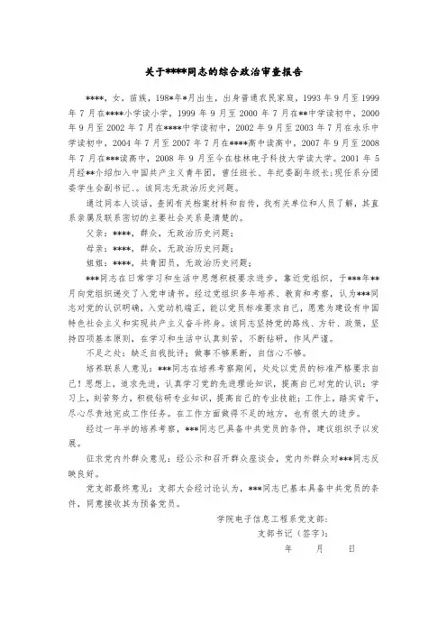 综合政治审查报告