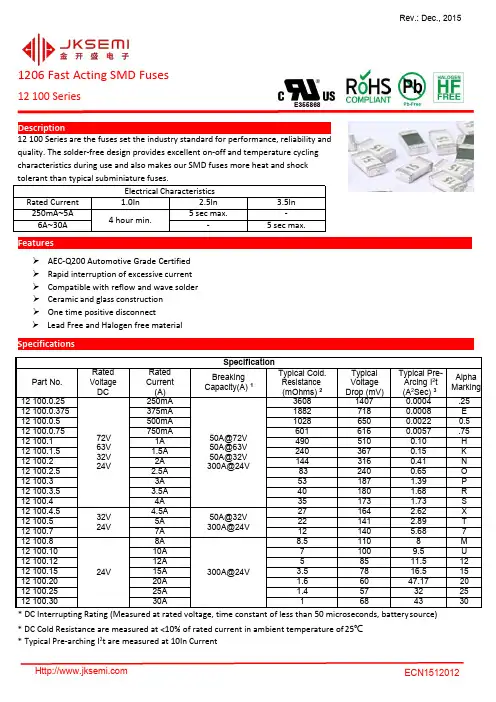 FUSE 一次性保险丝 1206快断