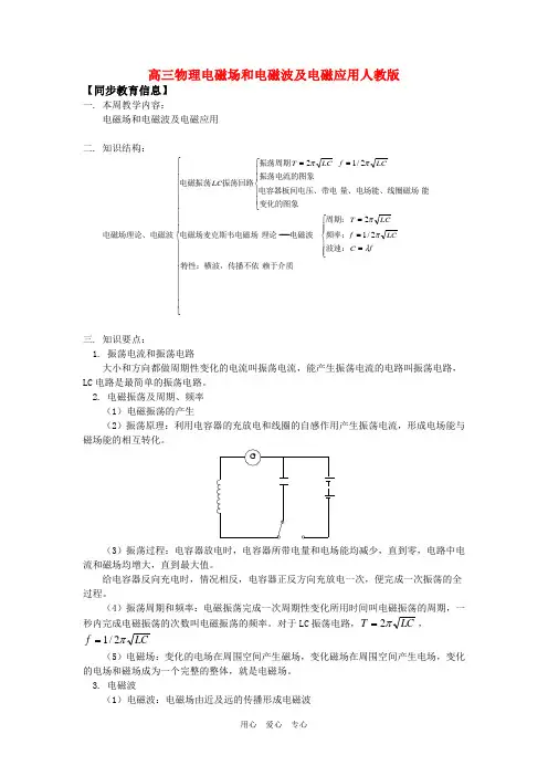 高三物理电磁场和电磁波及电磁应用人教版知识精讲.doc