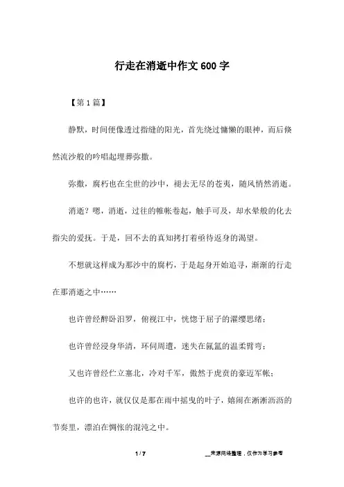 行走在消逝中作文600字 2