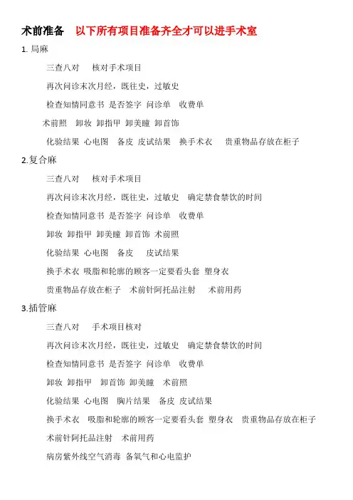 整形手术术前准备